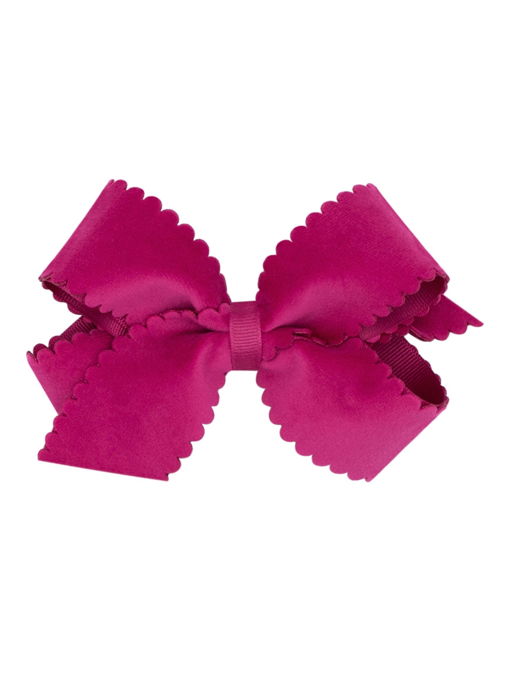 Scalloped Edge Faux Velvet Bow