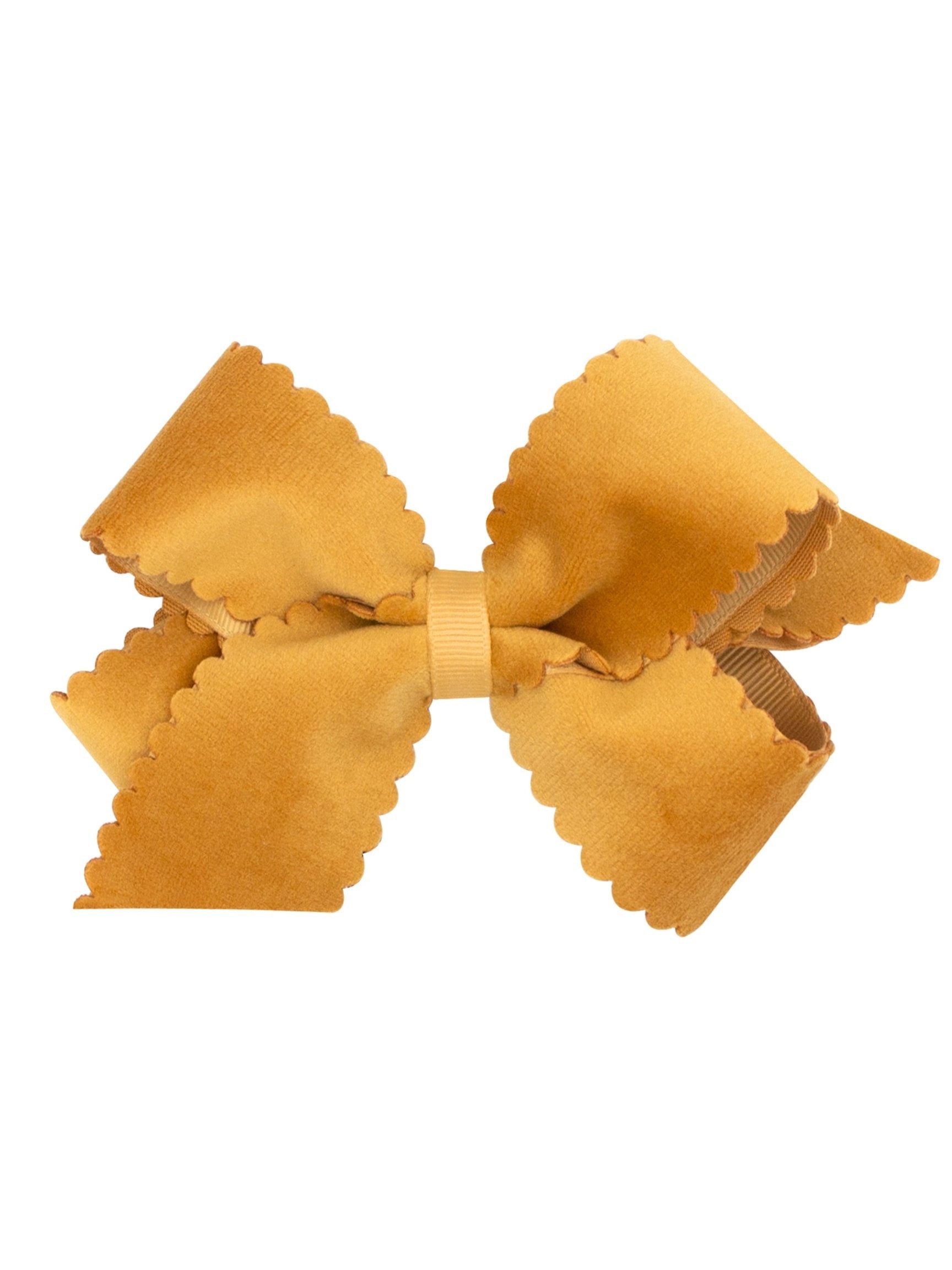 Scalloped Edge Faux Velvet Bow