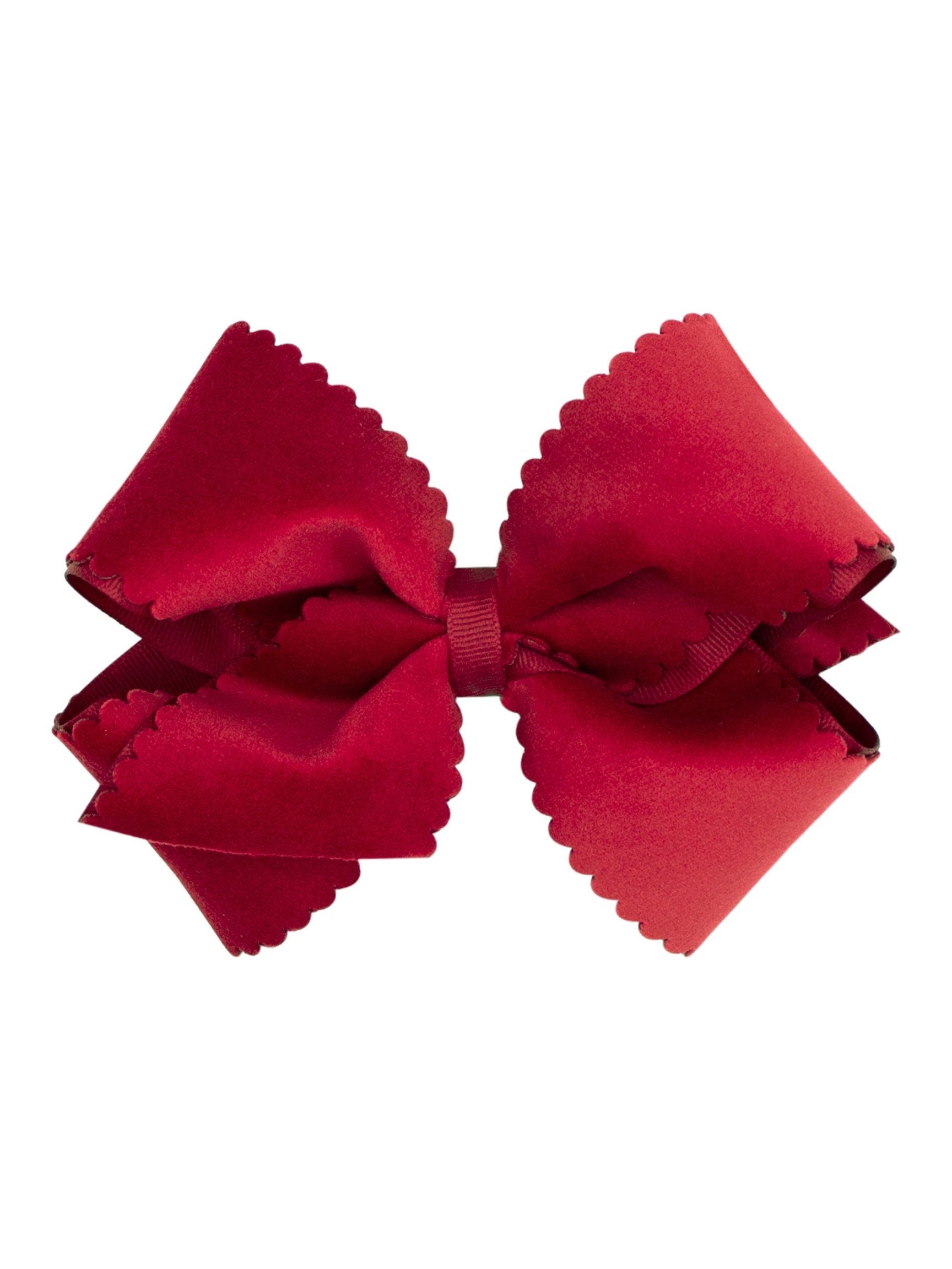 Scalloped Edge Faux Velvet Bow