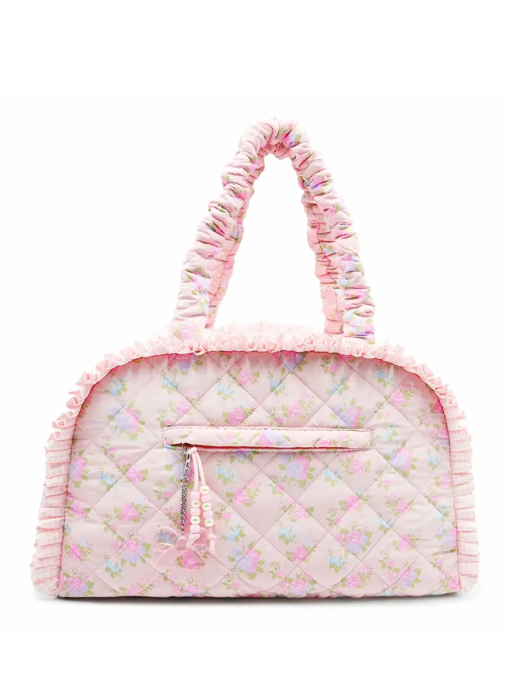 Quilted Floral Printed Medium Duffle Bag