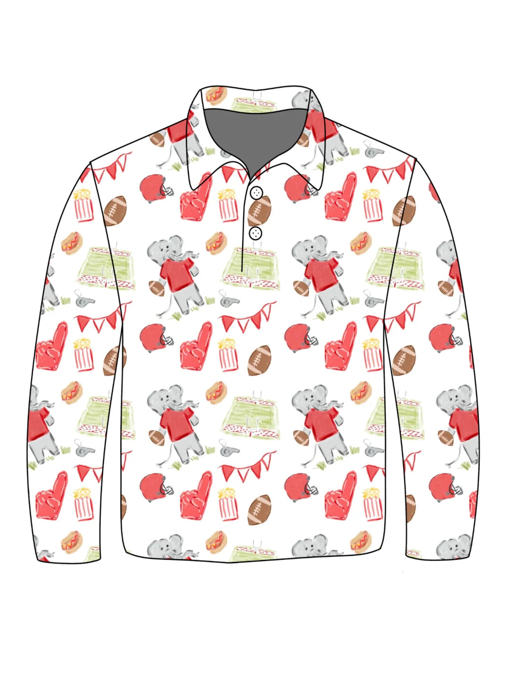 PRE-ORDER  Long Sleeve Jackson Polo - Game Day Elephant