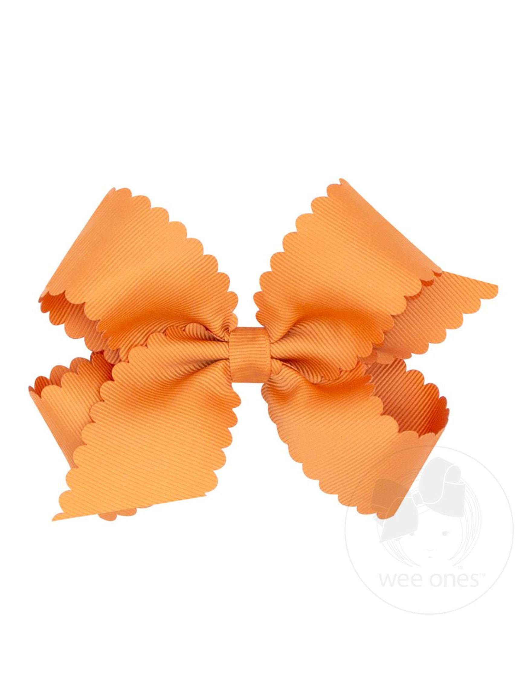 Grosgrain Hair Bow with Scalloped Edge