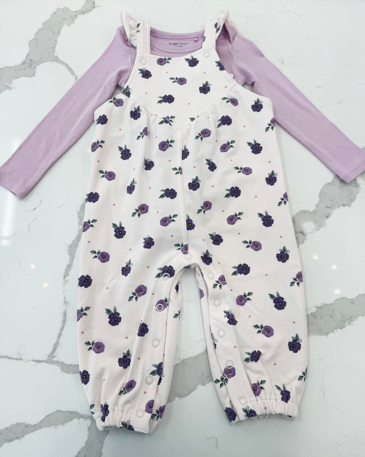 Violetta Floral - Ruffle V-Overalls and Long Sleeve Bodysuit