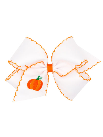 Moonstitch Bow with Embroidered Pumpkin