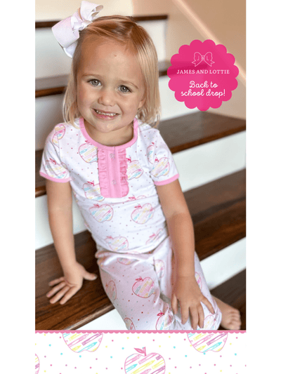 Girls Two Piece Jammies - Back to School Apples