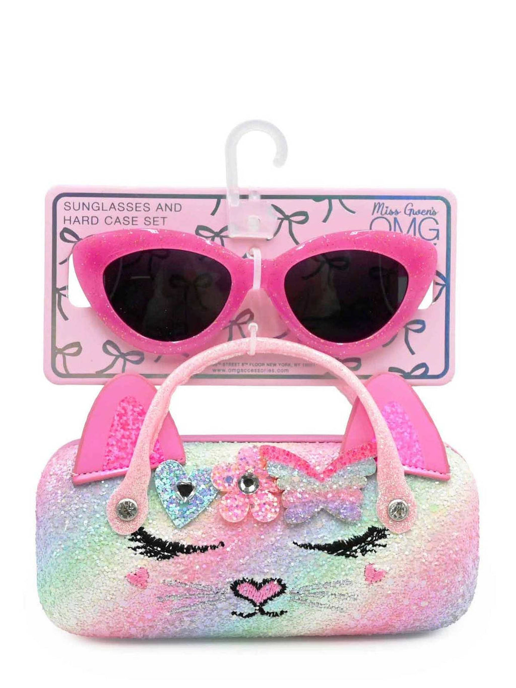 Bella Heart Flower Butterfly Crown Glitter Case and Sunglasses