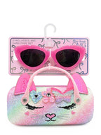 Bella Heart Flower Butterfly Crown Glitter Case and Sunglasses