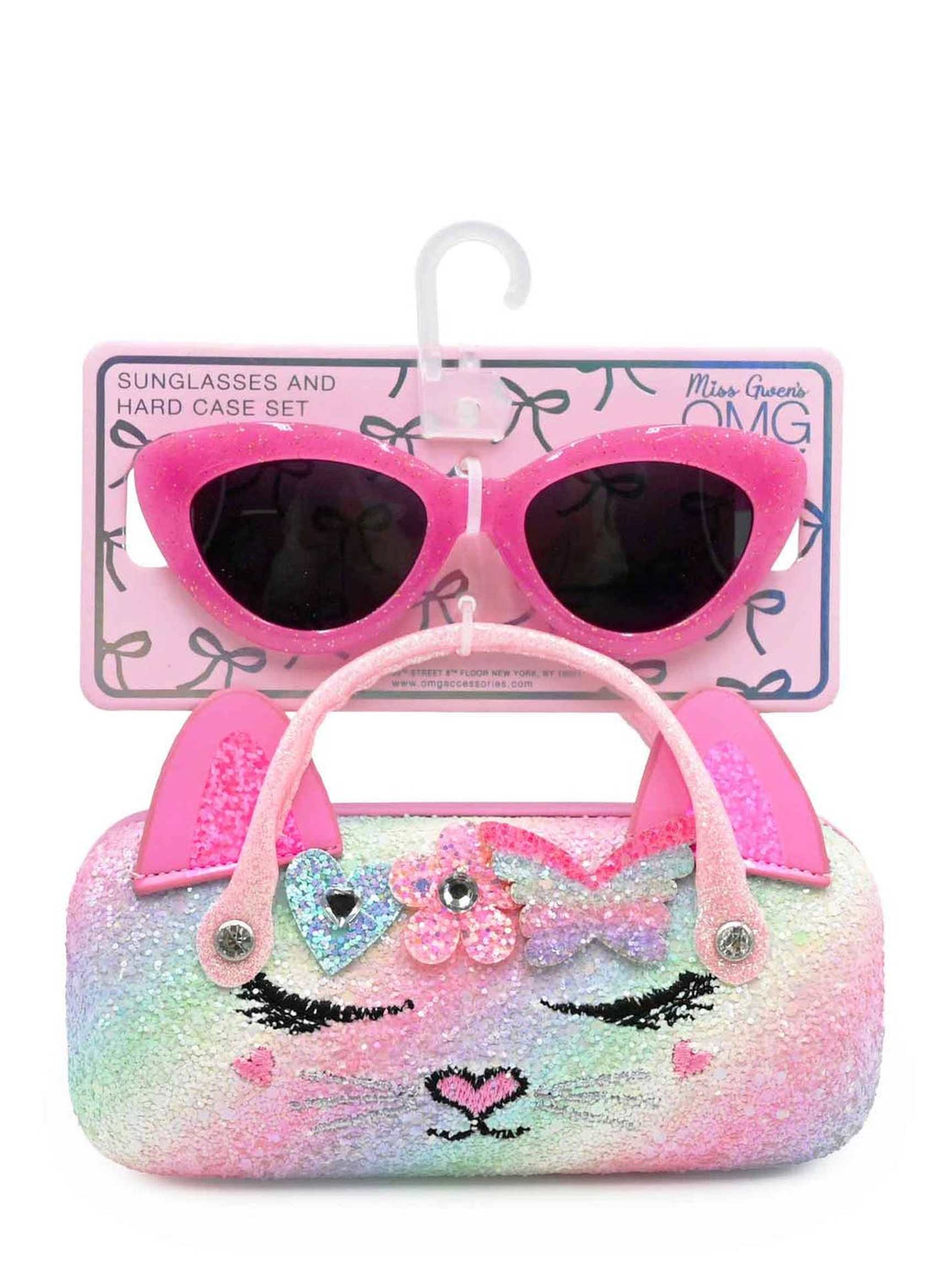 Bella Heart Flower Butterfly Crown Glitter Case and Sunglasses