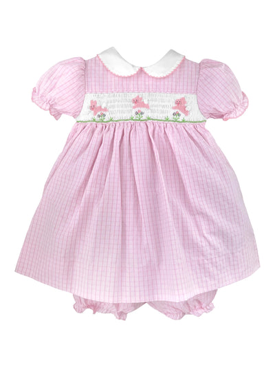 Pink Easter Bunny Smocked Dress