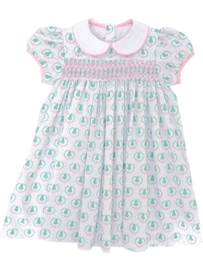 PRE-ORDER Sutton Smocked Dress- Oh Christmas Tree