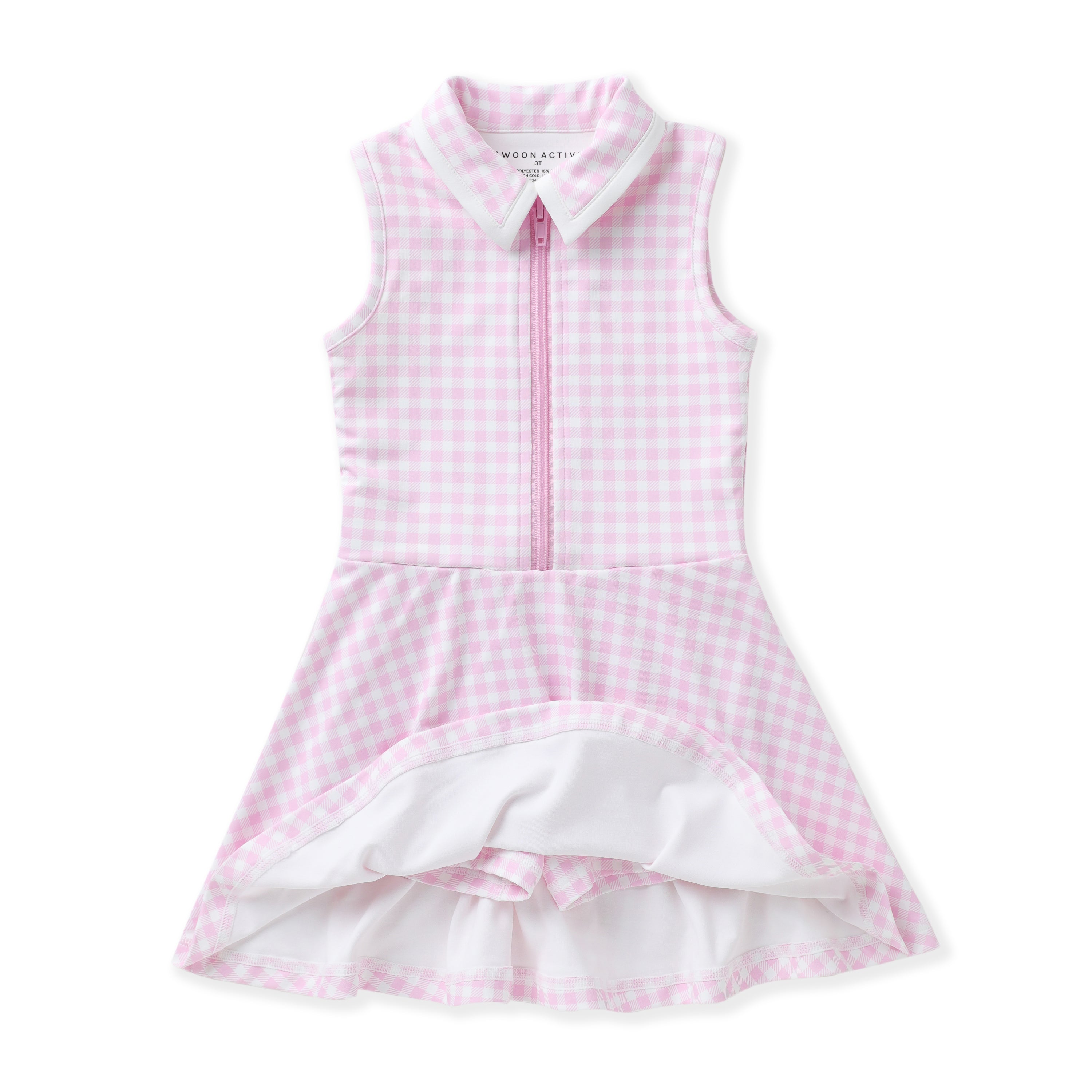 Pink Gingham L/S Tennis Dress