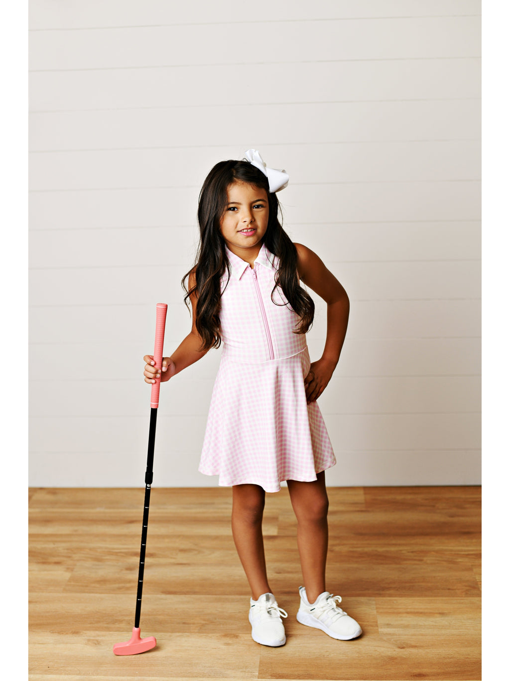 Pink Gingham L/S Tennis Dress