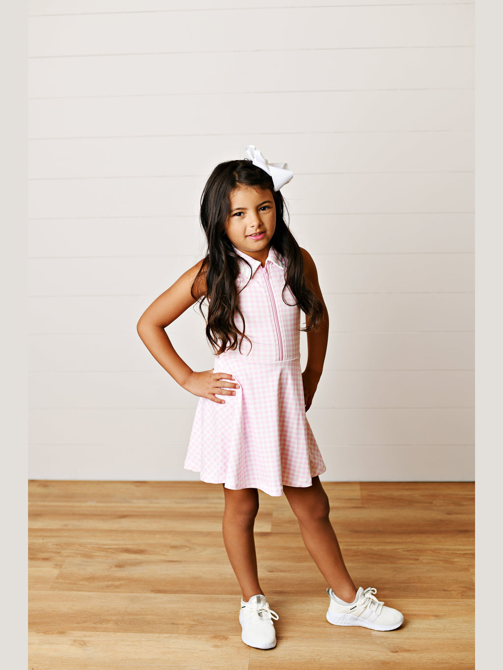 Pink Gingham L/S Tennis Dress