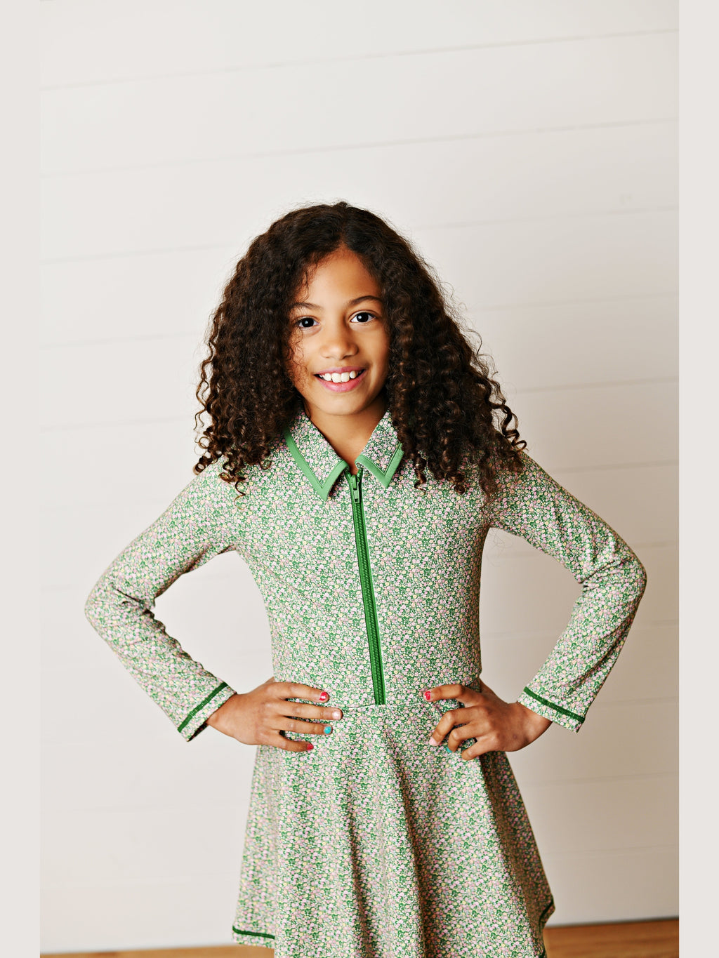 Olive Ditsy Floral L/S Tennis Dress