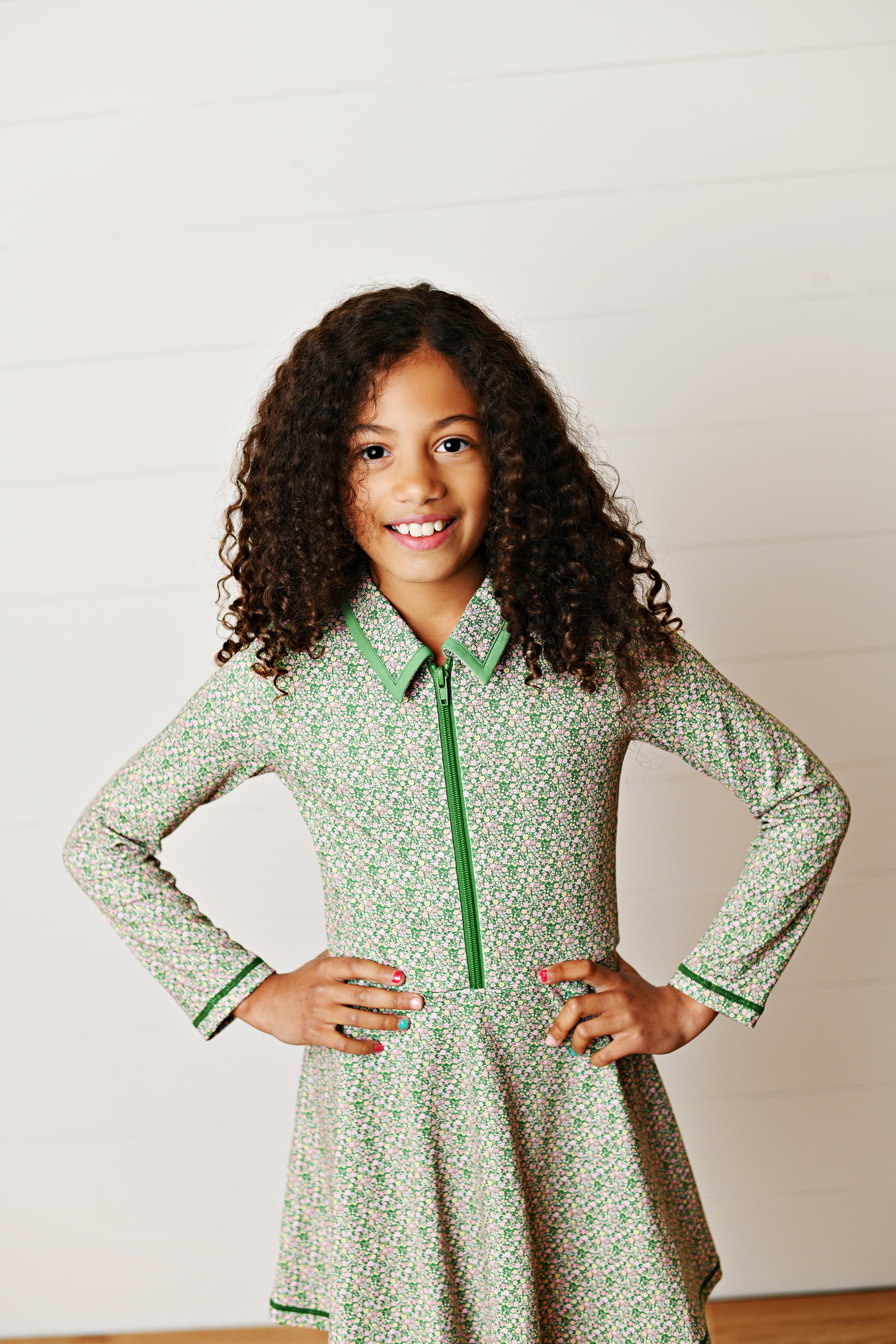 Olive Ditsy Floral L/S Tennis Dress