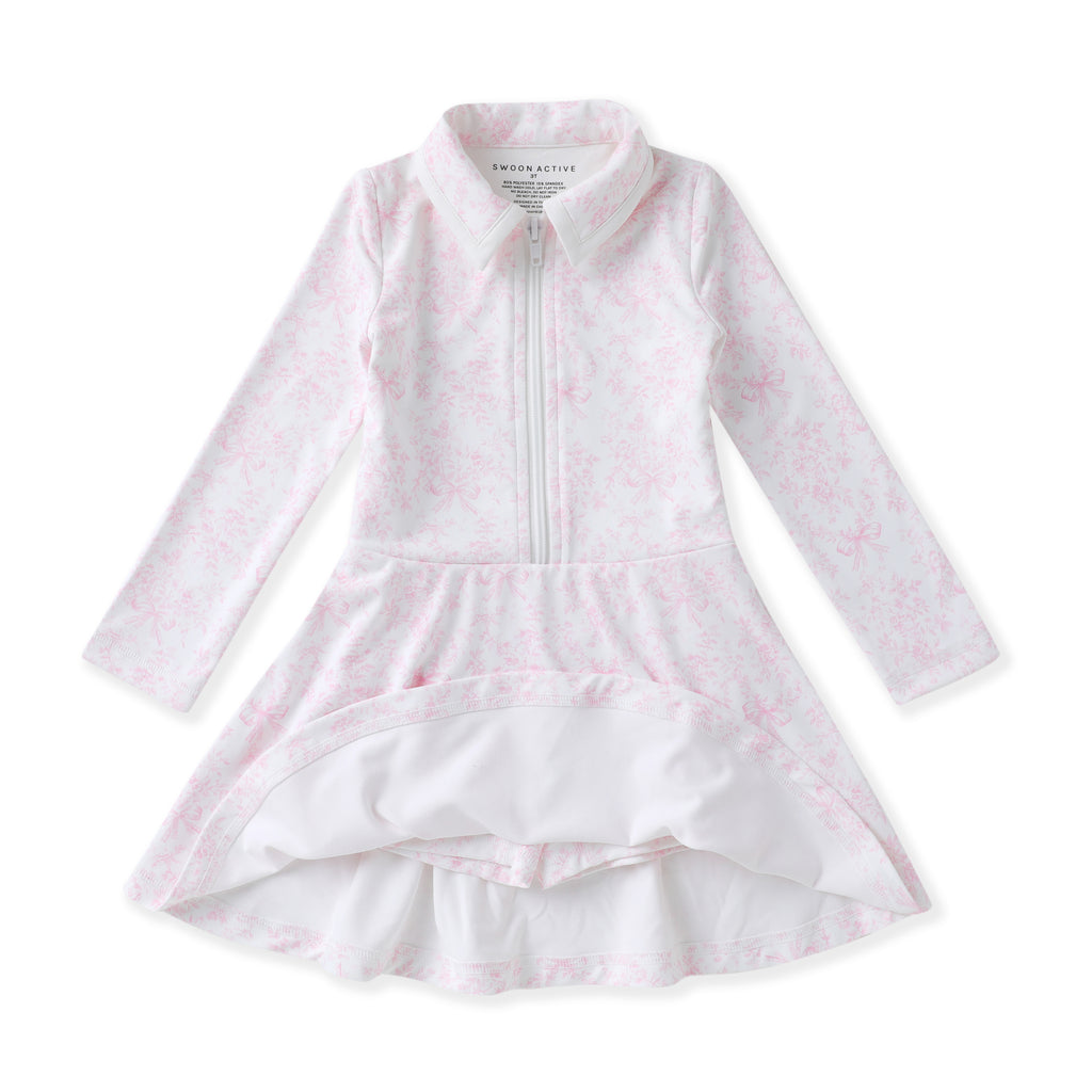 Pink Toile L/S Tennis Dress