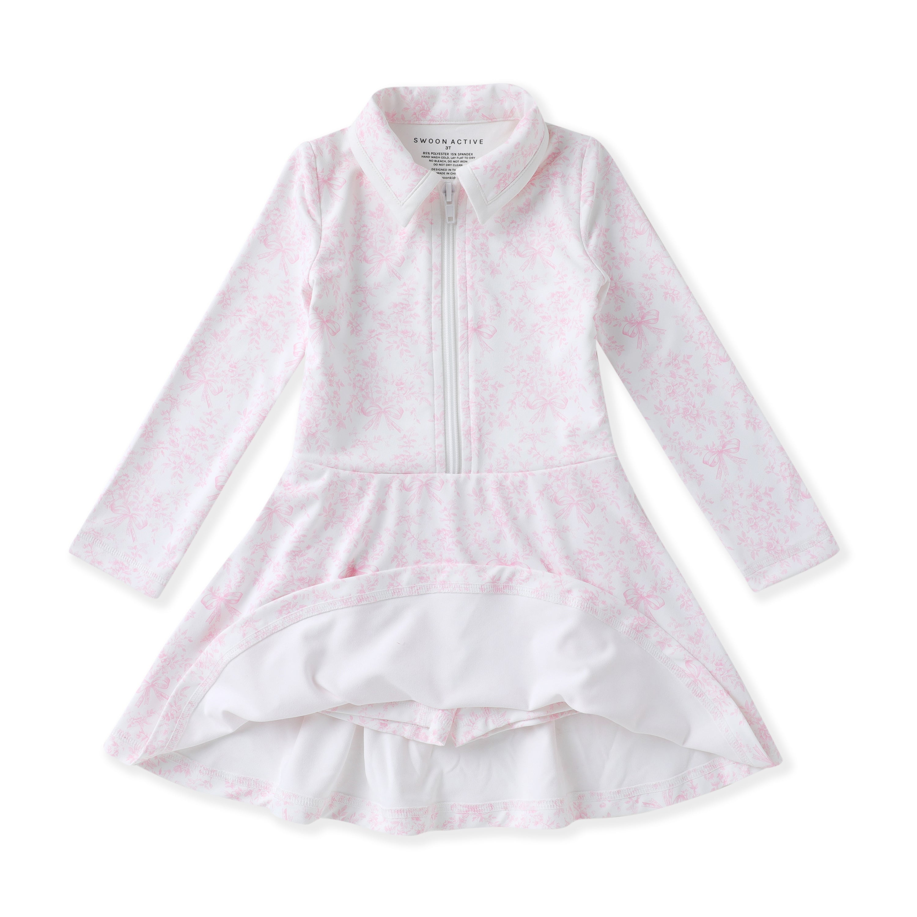 Pink Toile L/S Tennis Dress