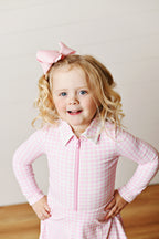 Pink Gingham L/S Tennis Dress