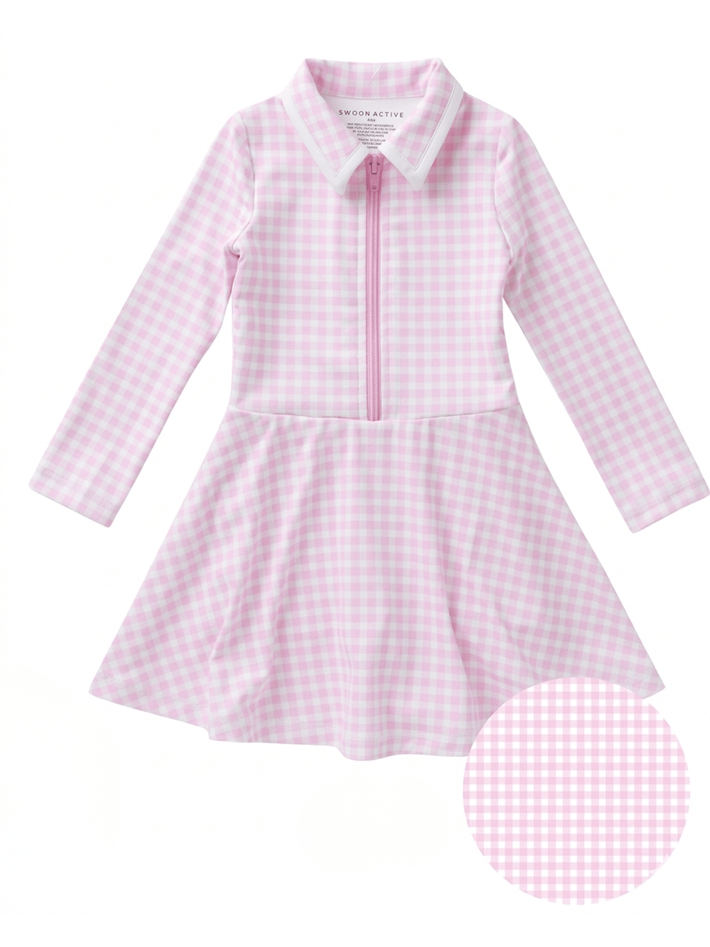 Pink Gingham L/S Tennis Dress