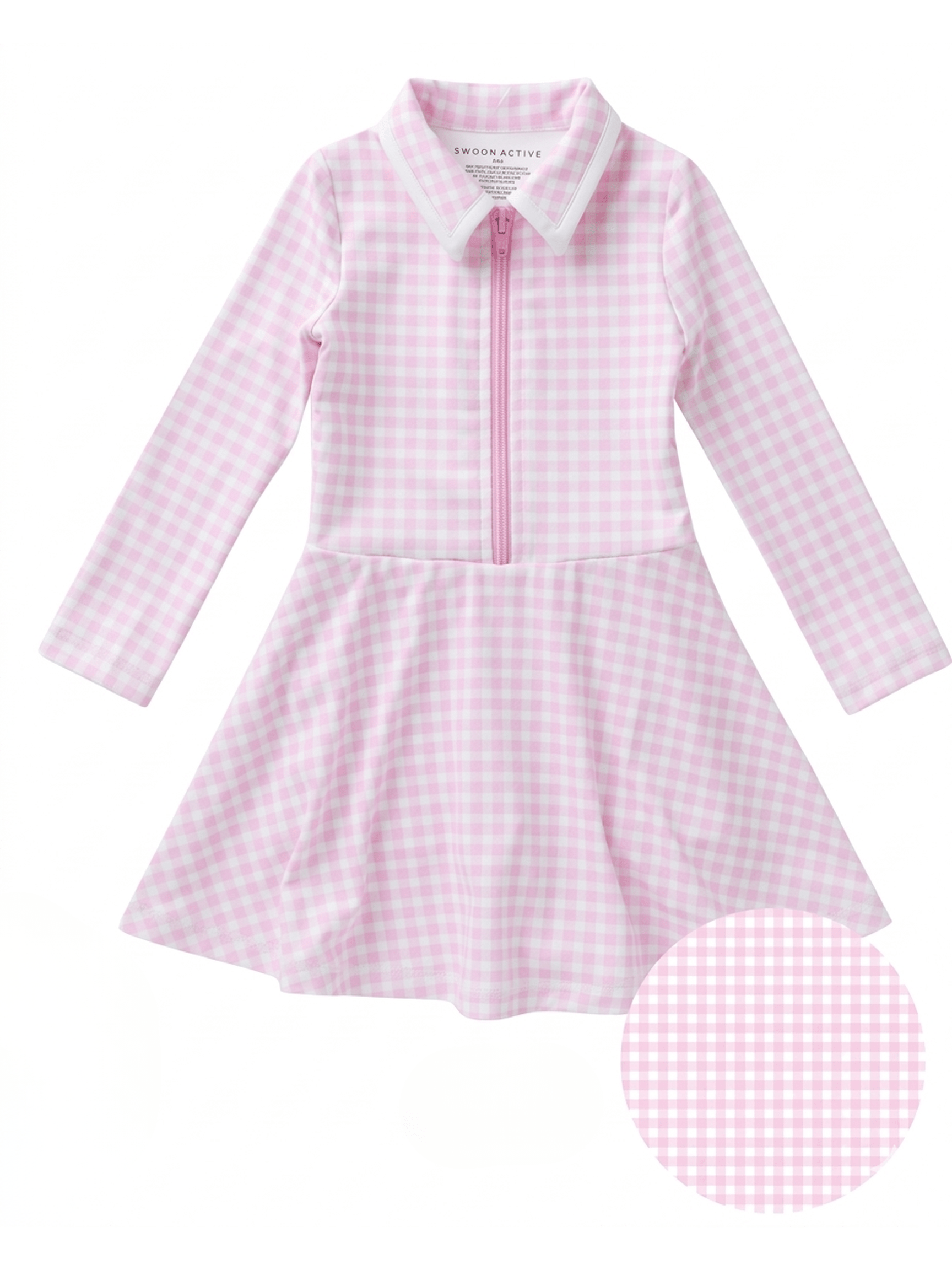 Pink Gingham L/S Tennis Dress