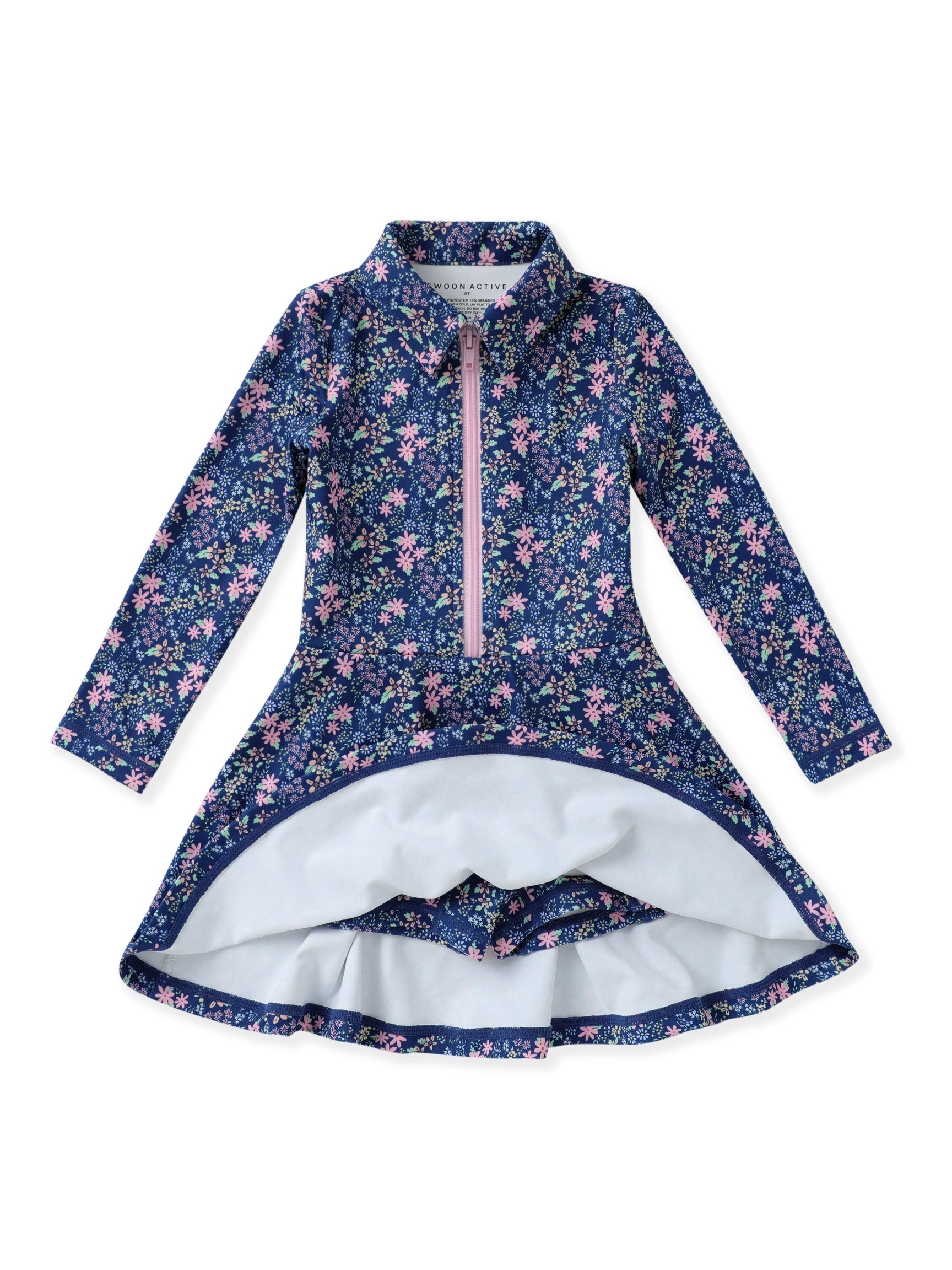 Navy Ditsy Floral L/S Tennis Dress