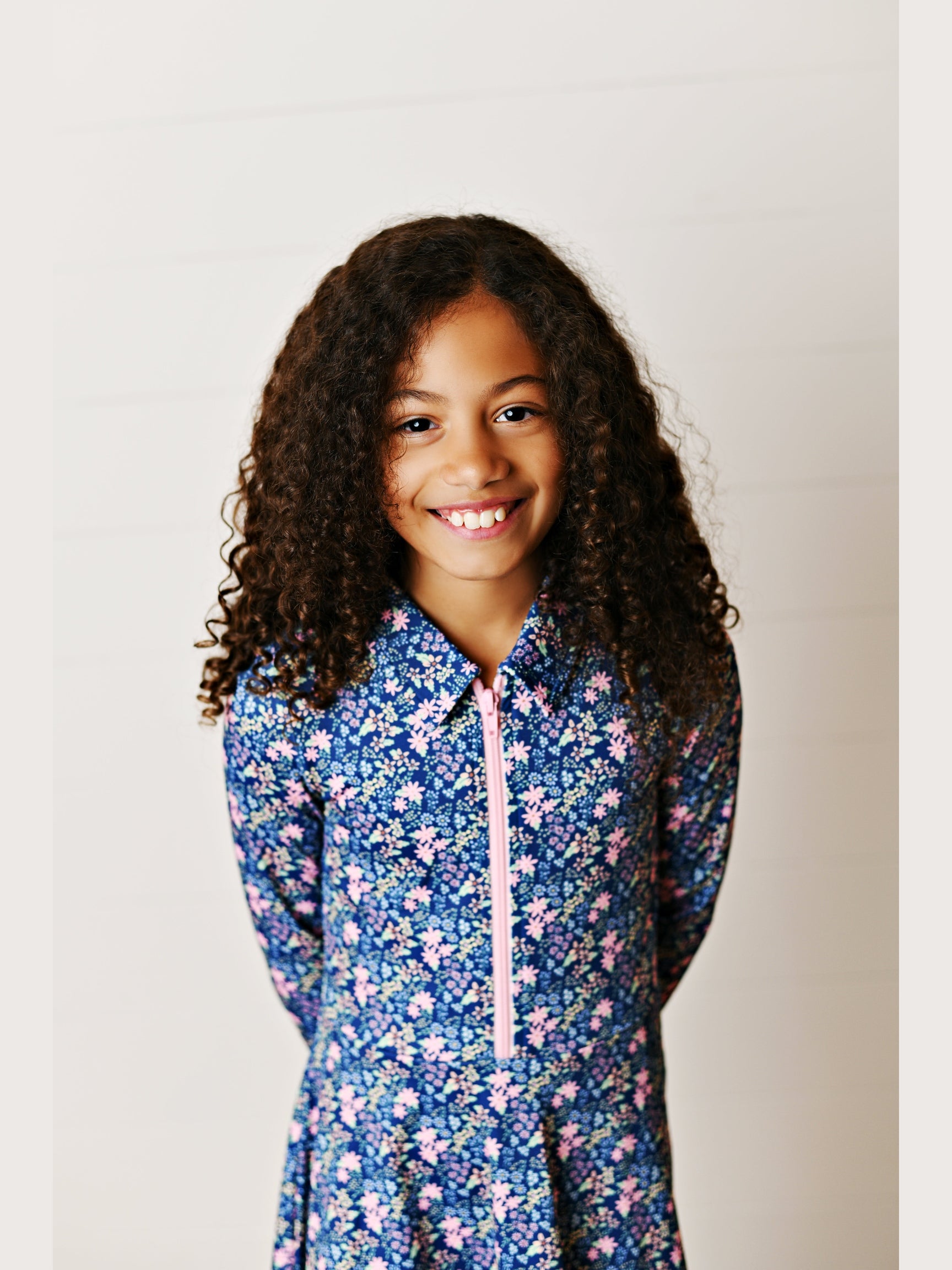 Navy Ditsy Floral L/S Tennis Dress
