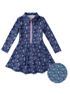 Navy Ditsy Floral L/S Tennis Dress