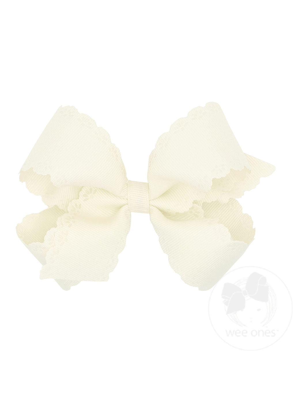 Grosgrain Bow with Eyelet Embossed Edges
