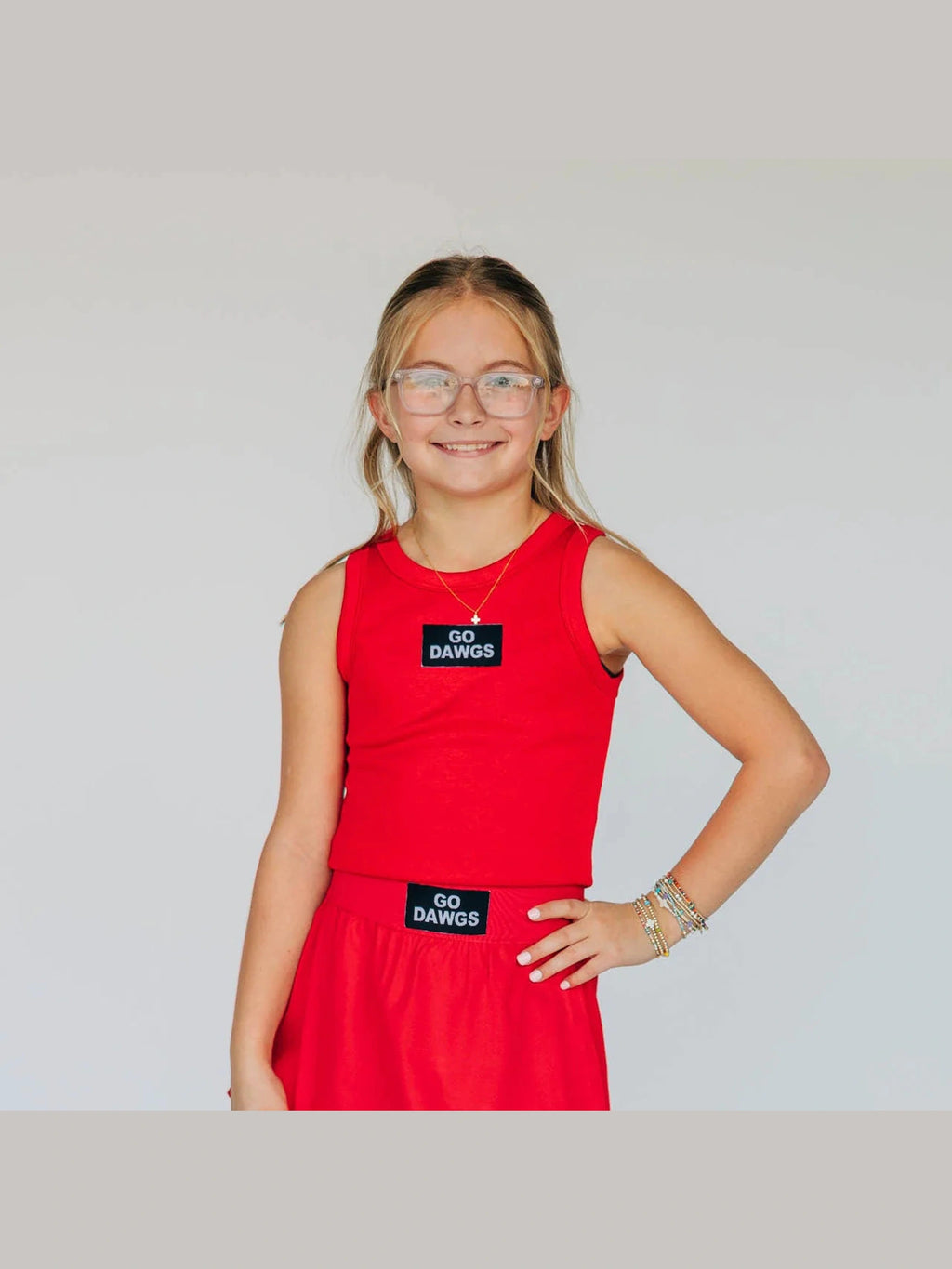 The Alli Airy Tank Go Dawgs Woven Label