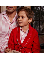 Red Flannel Robe w/White Piping