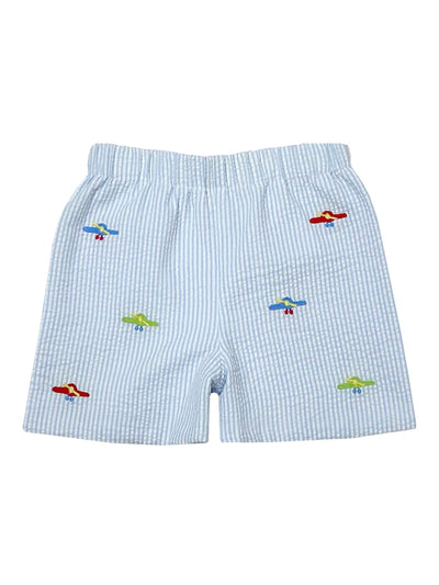 Airplane Seersucker Short Set