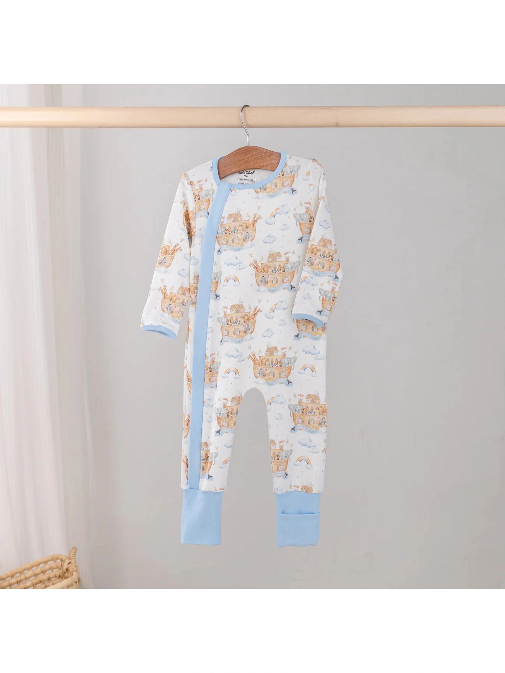 All Aboard Noah's Ark Organic Cotton Zip Pajamas