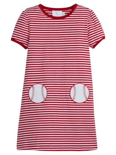 Applique Pocket T-Shirt Dress - Baseball