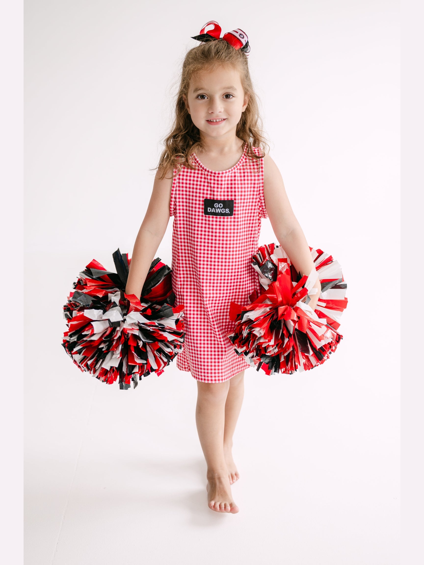 The Grace Gingham Dress Go Dawgs Woven Label