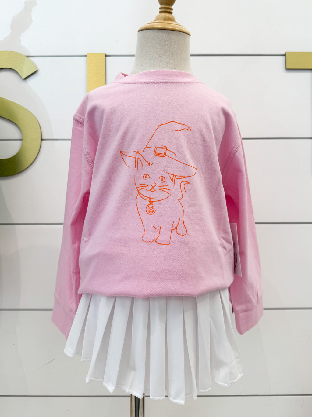 Pink Halloween Cat LS T-Shirt