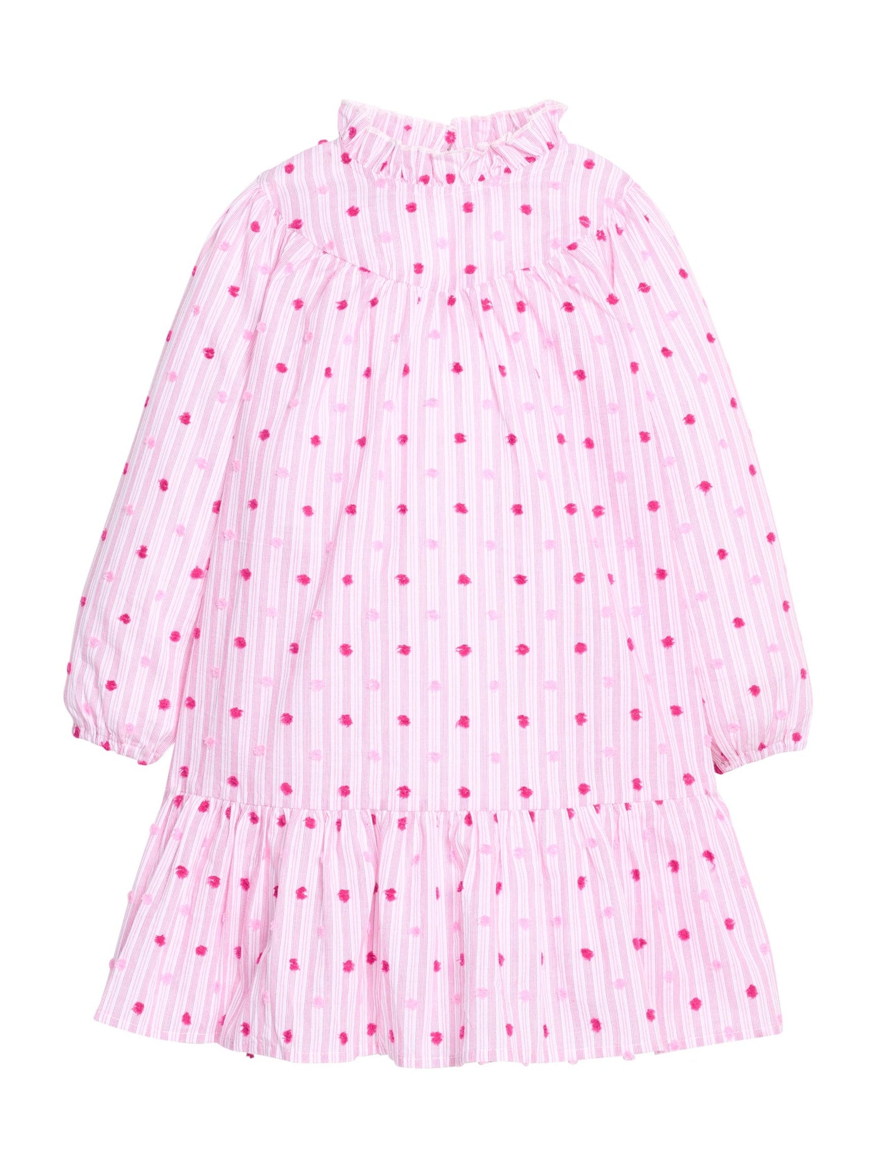 Jody Dress - Magenta Clip Dot Stripe