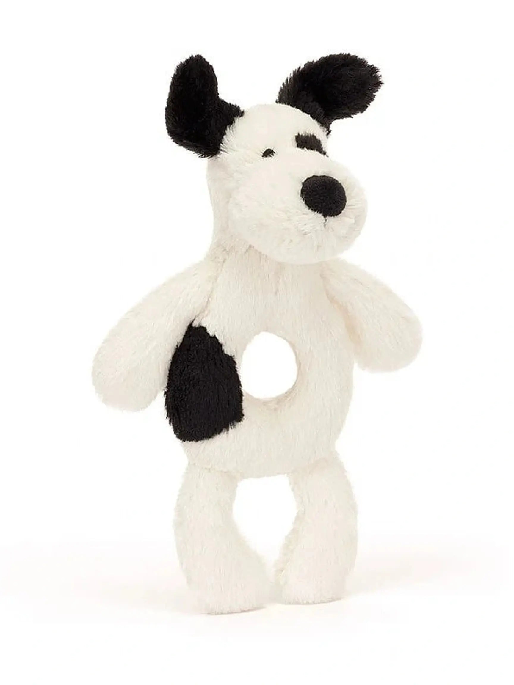 Bashful Black & Cream Puppy Ring Rattle