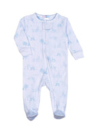 Blue Baby Toile Pima Zipper Footie