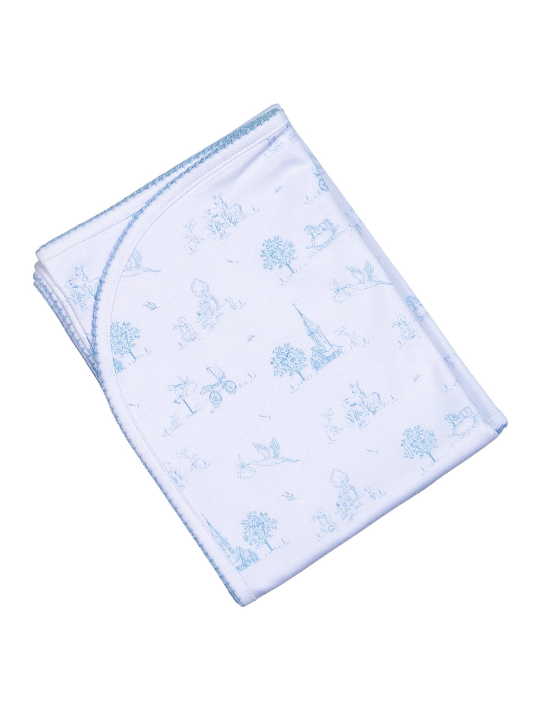 Blue Baby Toile Pima Receiving Blanket