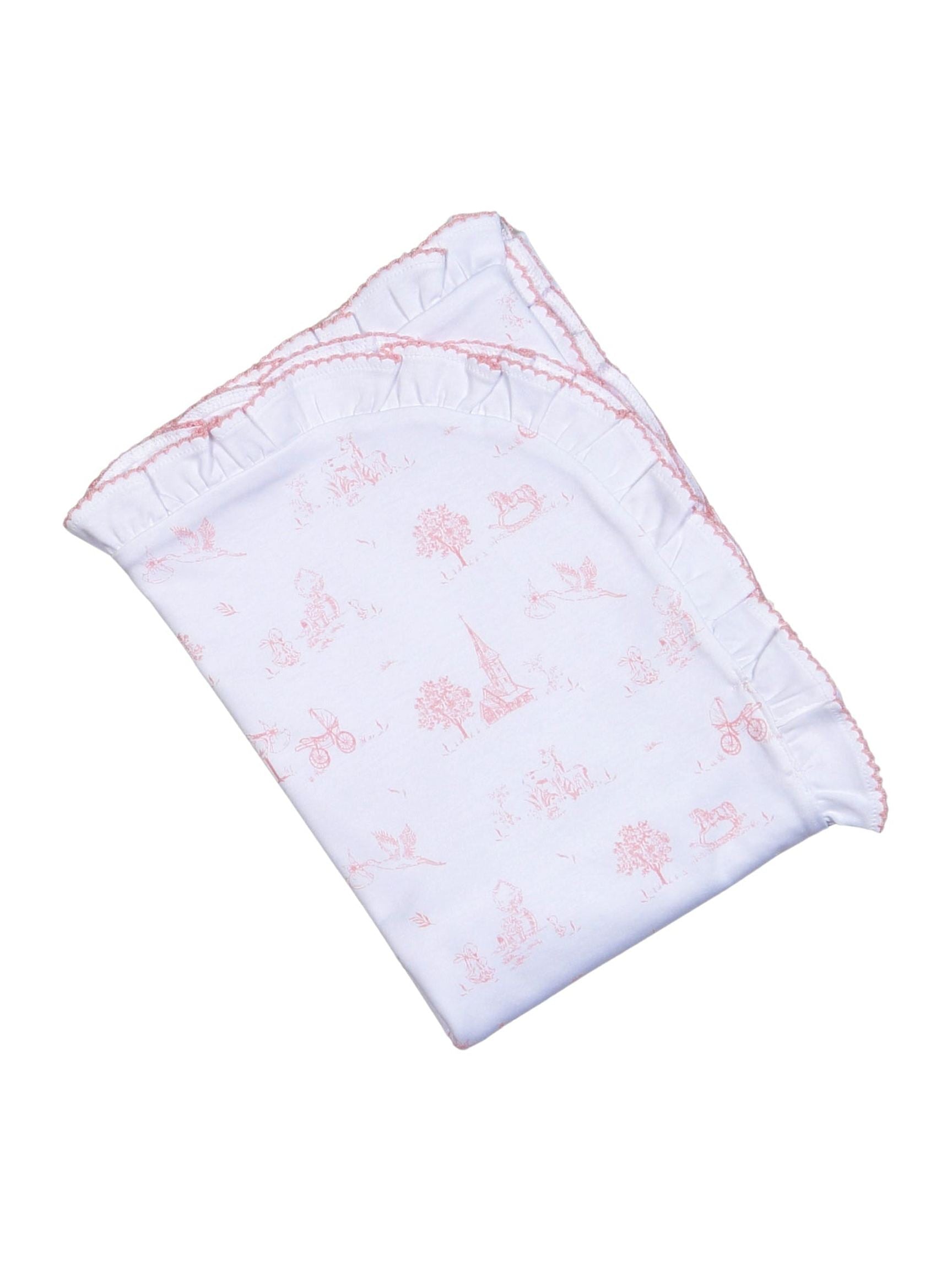 Pink Baby Toile Pima Receiving Blanket