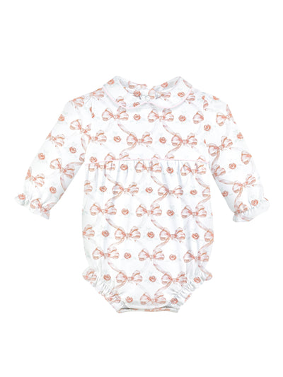 PRE-ORDER Printed Bubble with Round Collar - Bows & Roses