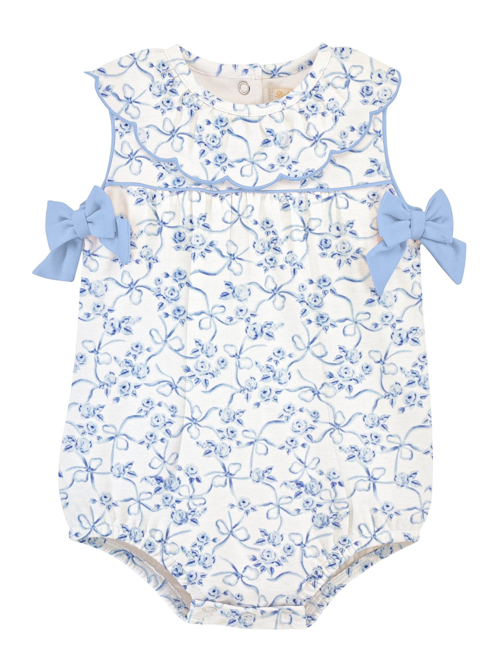 Blue Romantic Toile Bubble with Collar and Bows