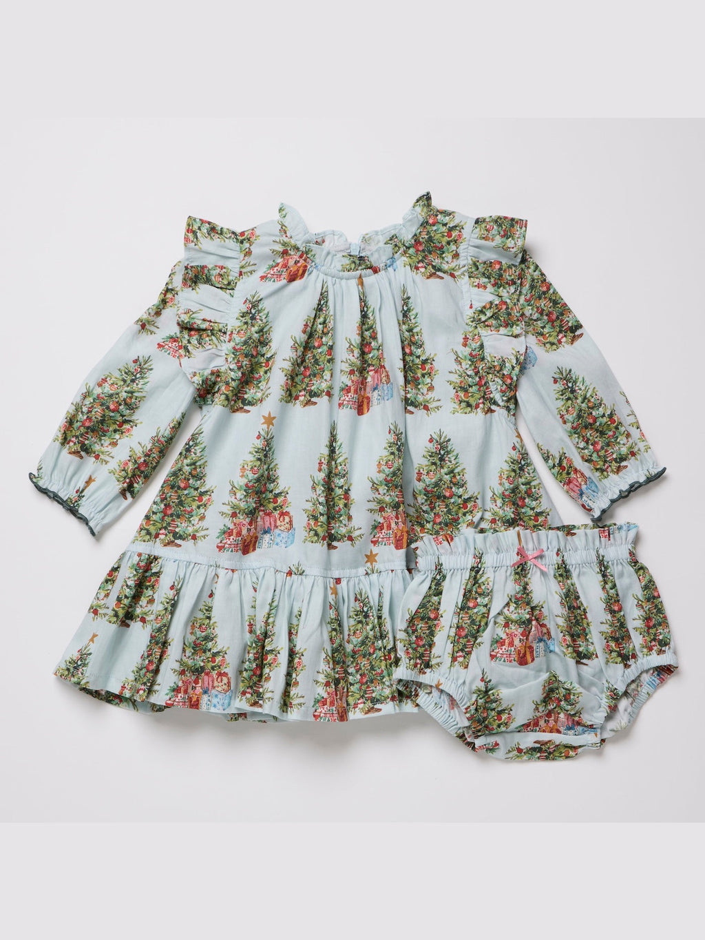 PRE-ORDER Baby Girls Harper Dress Set - Trees and Presents