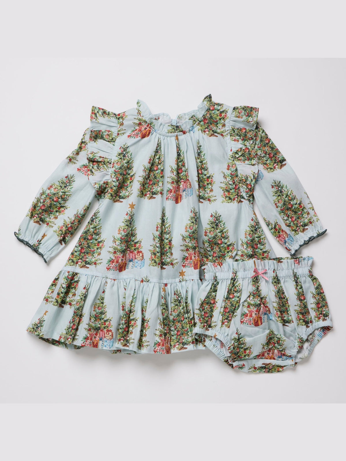 PRE-ORDER Baby Girls Harper Dress Set - Trees and Presents