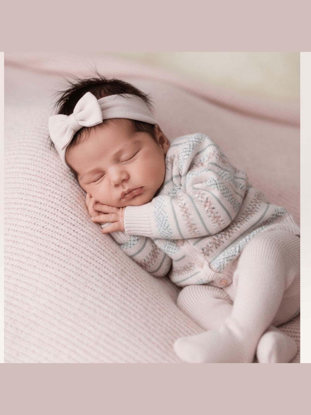 Baby Pink Fair Isle Footed Set