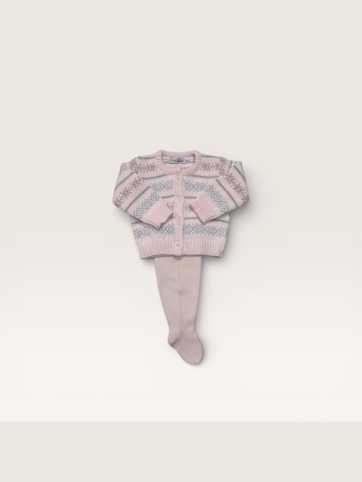 Baby Pink Fair Isle Footed Set