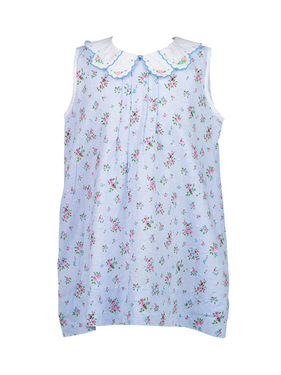 PRE-ORDER Bea Blue Floral Dotted-Swiss Dress