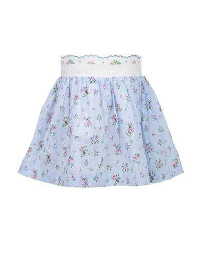 PRE-ORDER Bea Blue Floral Dotted-Swiss Skirt