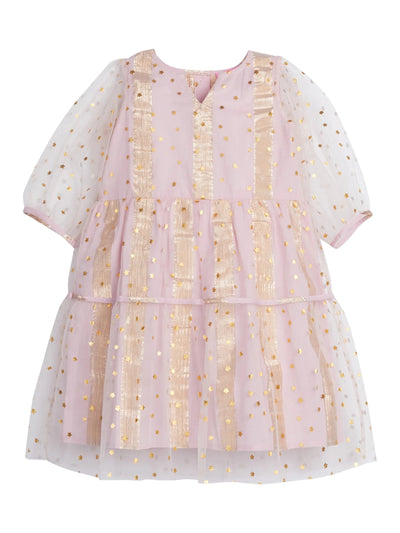 Madaket Dress - Pink Metallic Stripes/Stars