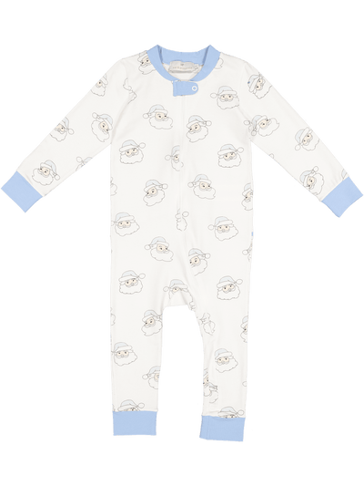 Blue Santa Boy Zipper Pajamas